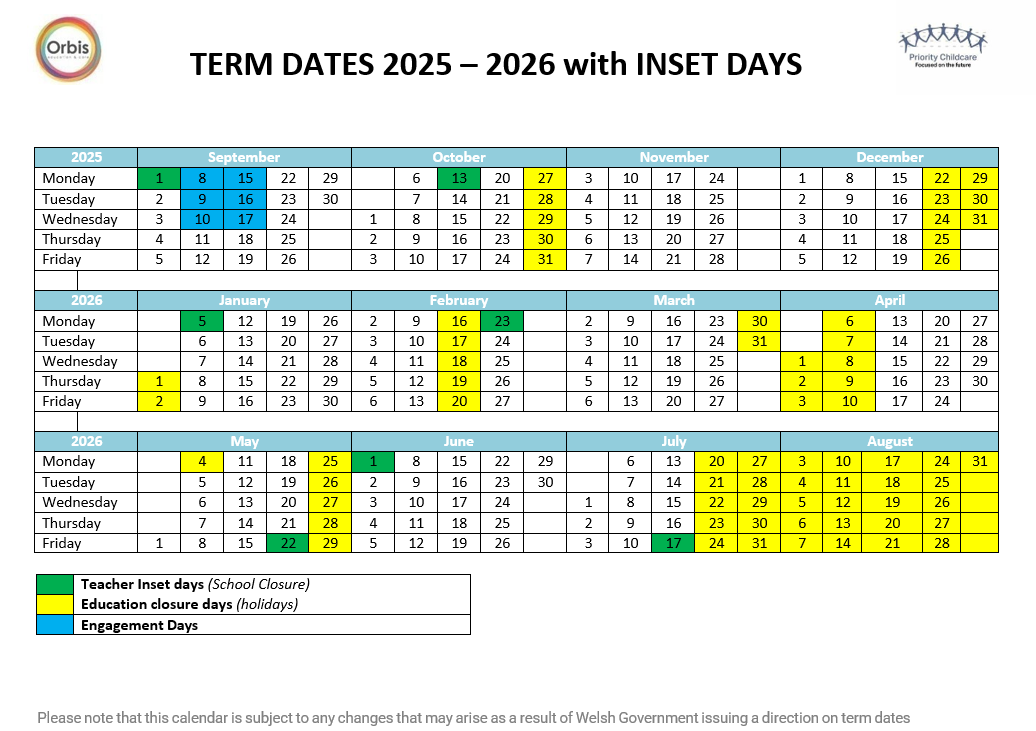 Dan y Coed Term Dates