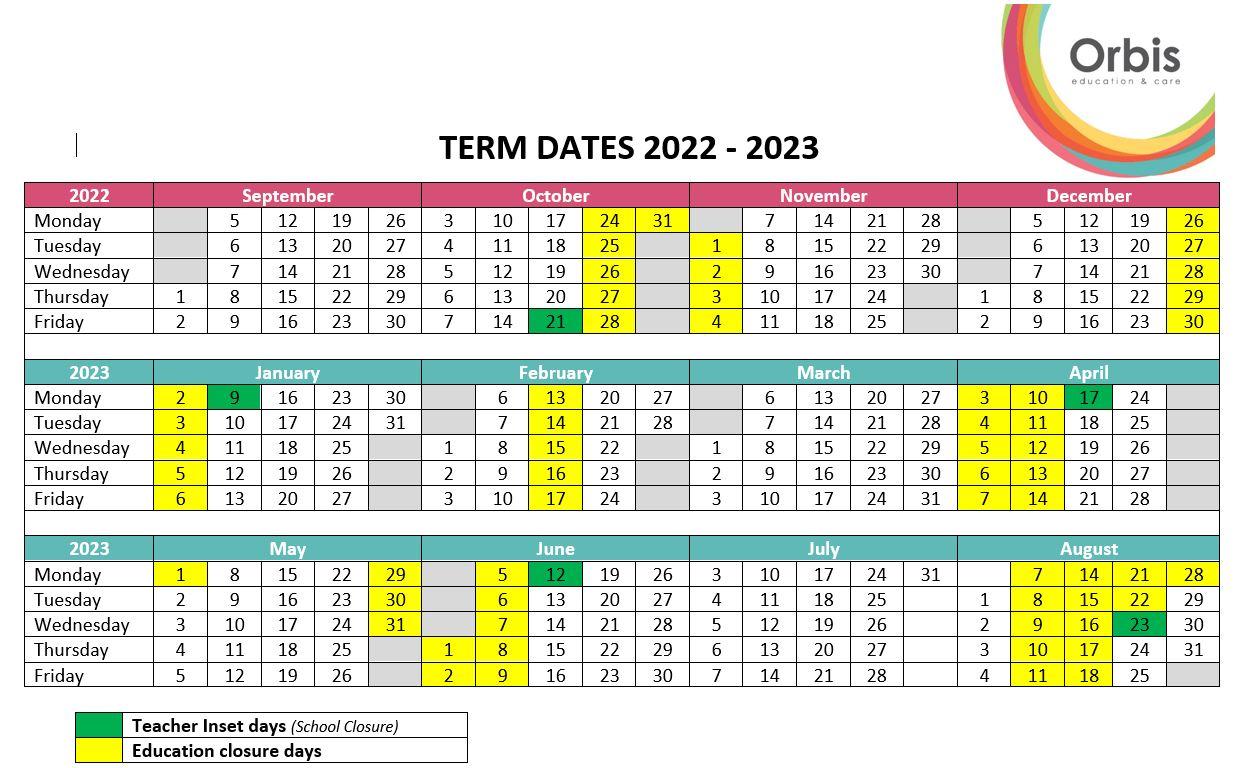 Ty Coryton Term Dates 2022 - 2023